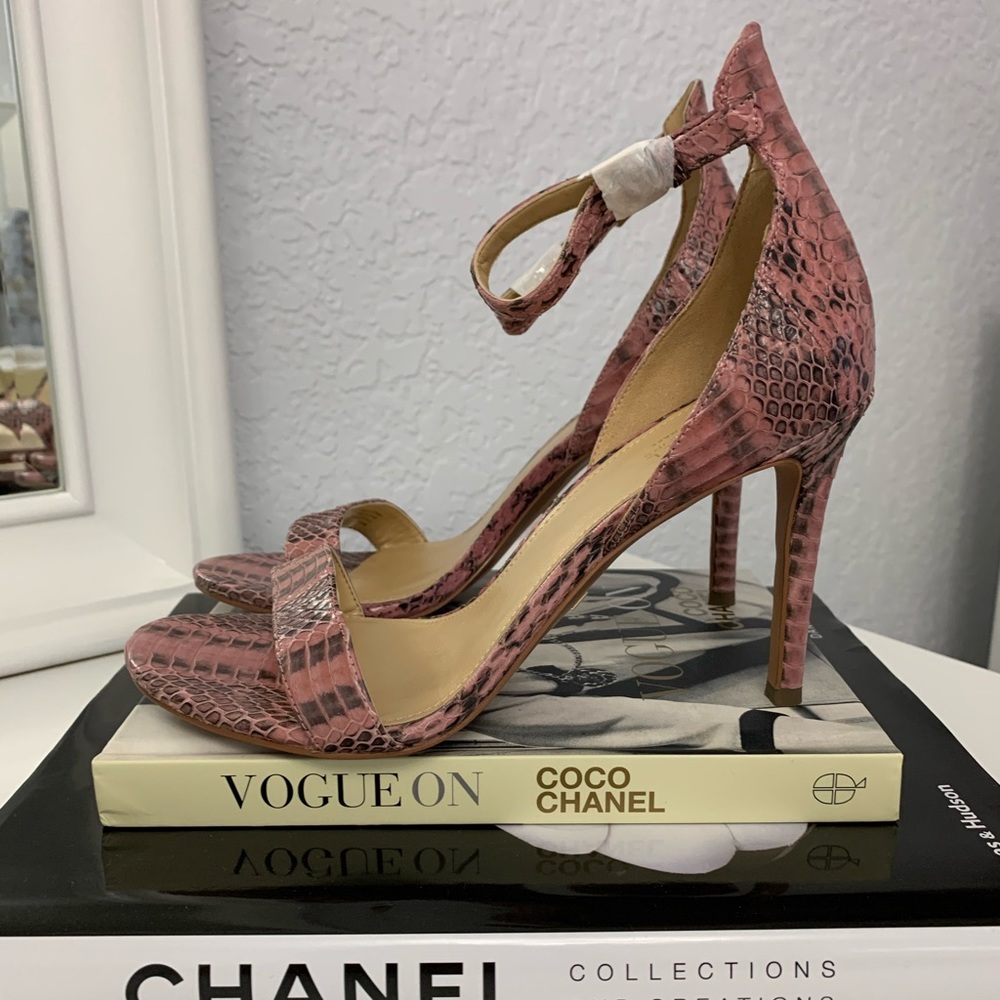 NWOT - Michael Kors Pink Snakeskin Harper Sandals